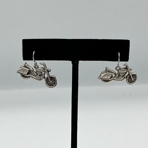 Motorcycle Earrings Silver Tone Dangle Drop Biker Jewelry Gift For‎ Her